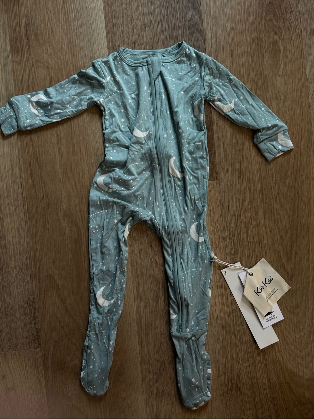 Moon & Stars Green Footed One-Piece